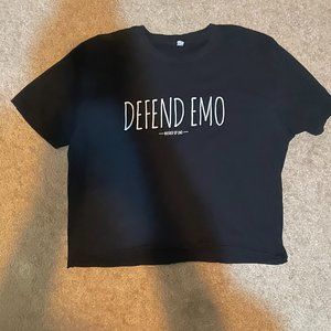 Washed up emo black short sleeve crop top